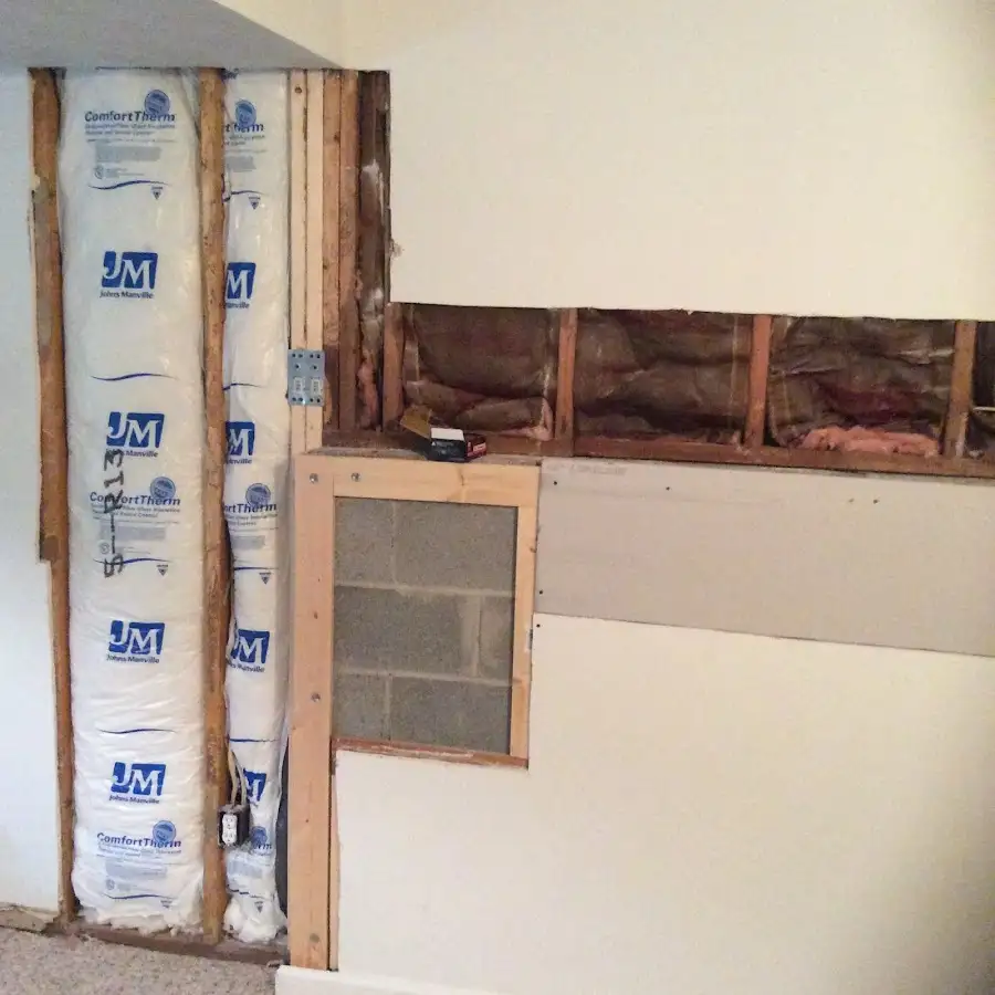 Wall insulation replacement during Basement Flood Cleanup in Mays Chapel